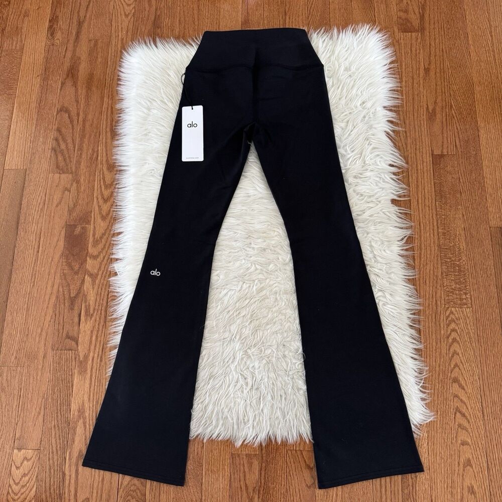 Alo Yoga Airbrush High-Waisted Bootcut Leggings Women’s Small Black Full Length - Picture 2 of 13